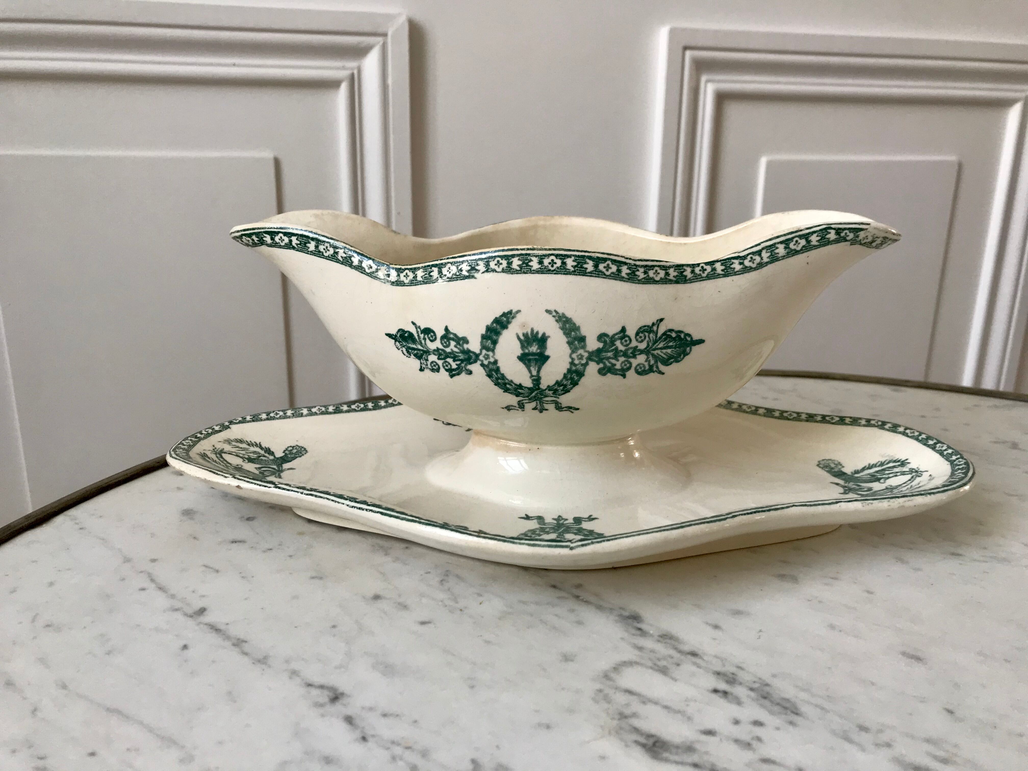 Saucière Terre de Fer Givors model "Wagram" late nineteenth