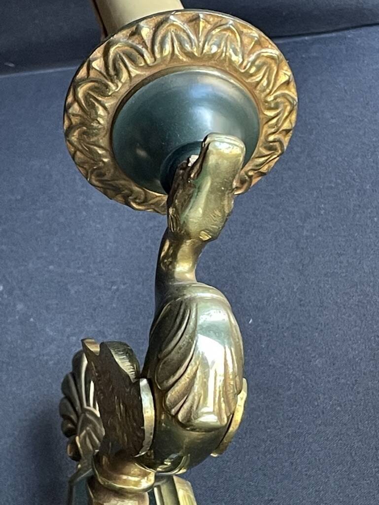 Pair of bronze wall lights – Empire style – Maison Lucien Gau