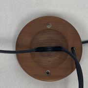 Teak and linen umbrella counter balance pendant by Domus, 1970s