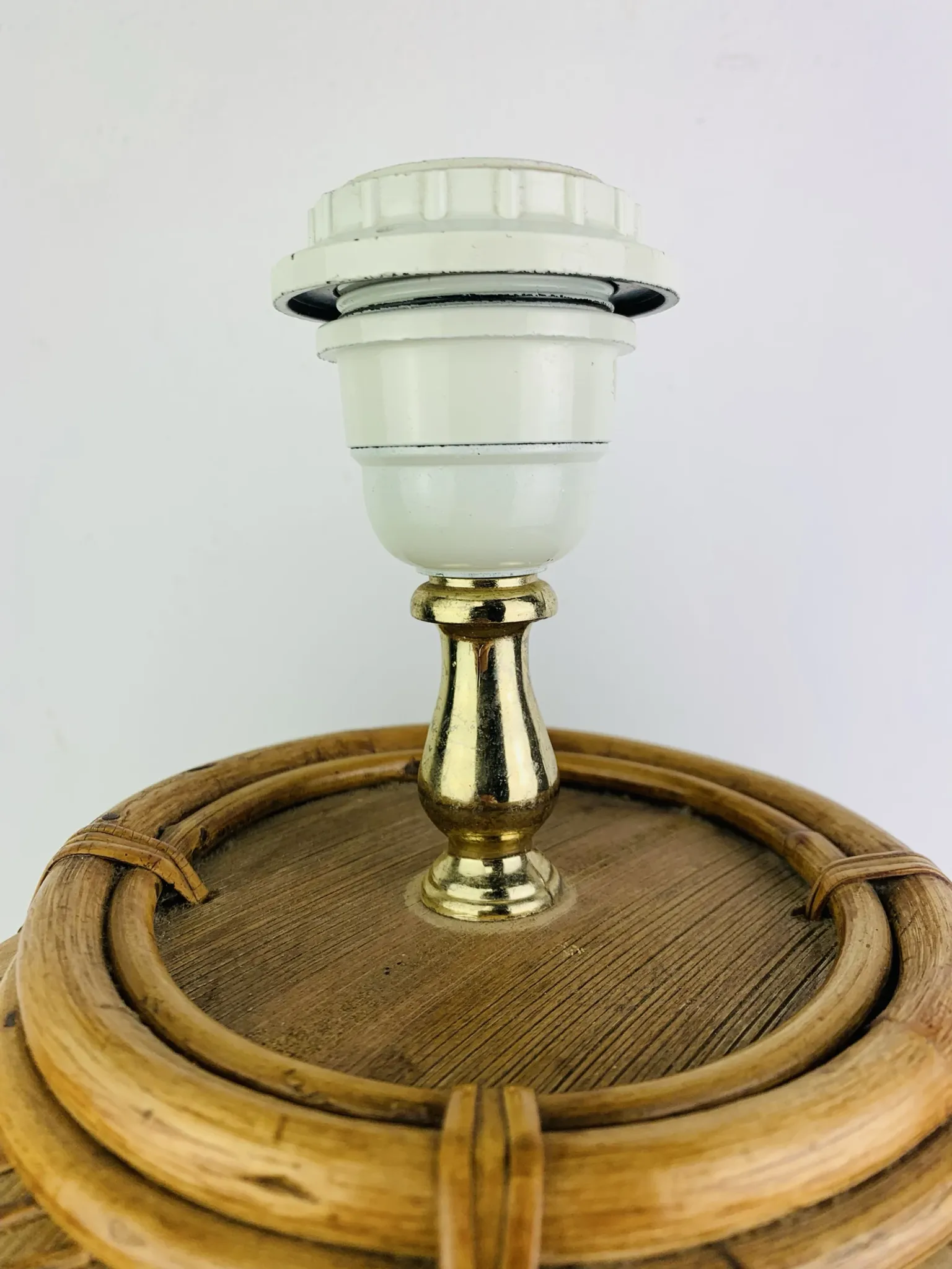 Lampe boule en osier des années 60, style Jungle Chic