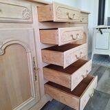 Low buffet in renovated solid cherry wood – Revisited Louis XV style – 250 cm