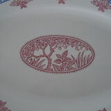 Dish Longwy décor Fécamp blue and red old earthenware