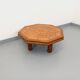 Octagonal coffee table Barrois with vintage herbarium patterns in oak and ceramic.