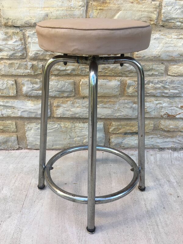 Tabouret moderniste vers 1930 dans le goût du LC7 de Perriand, Le Corbusier et Jeanneret