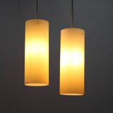 1980s pair of Aureliano Toso glass pendant lights, Italy