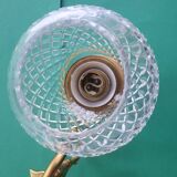 Applique murales deux lumières dorée globes en cristal ancienne