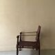 Scandinavian safari armchair in wood & burgundy leather upholstery 20th century