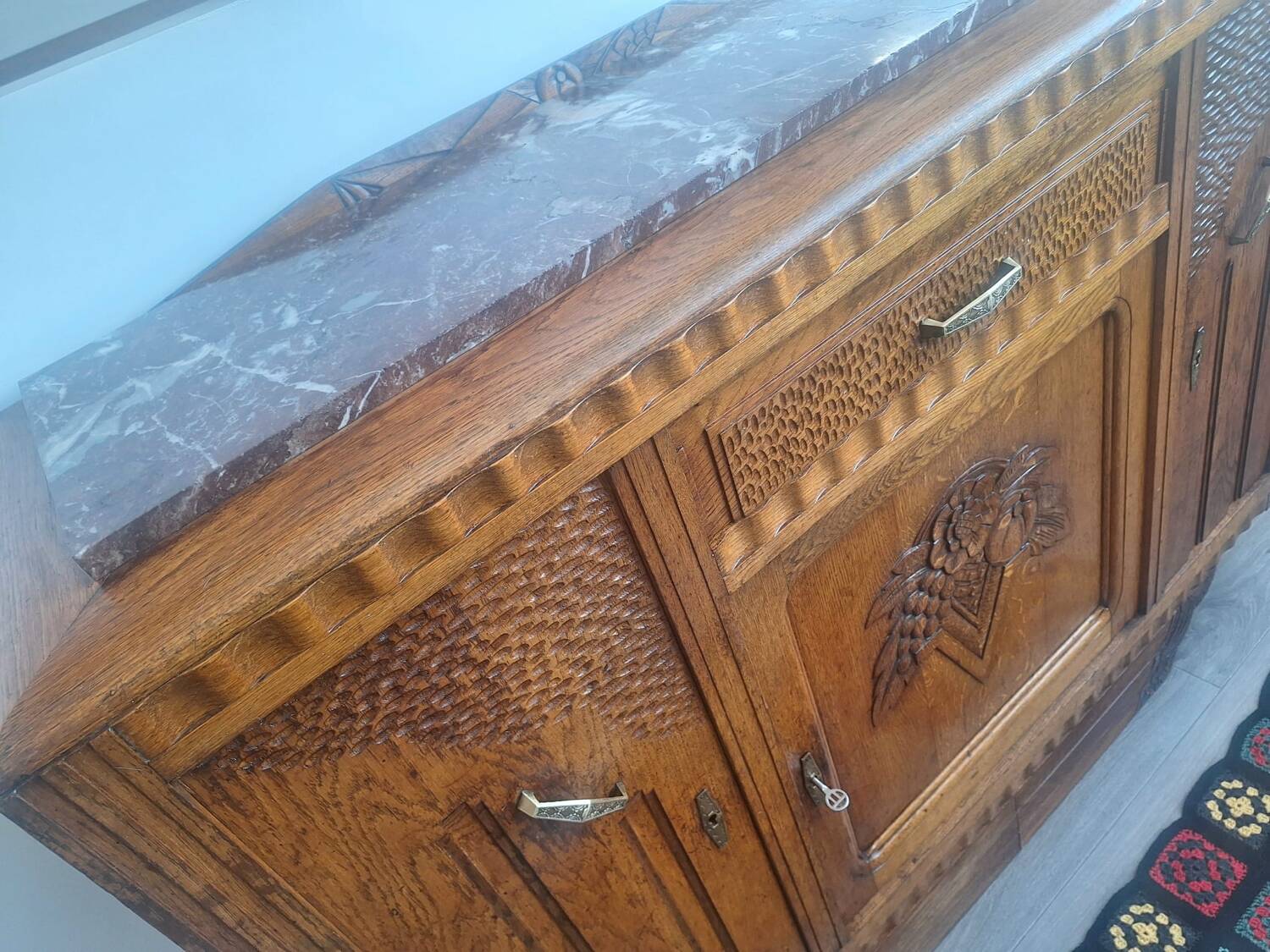Art Deco sideboard with marble top, antique dresser