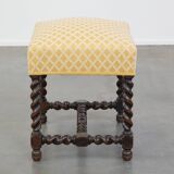 Antique English Footstool/ Ottoman with Turned Legs