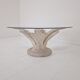 Italian "Flower" Coffee Table in Plaster With Facet Cut Round Plate, 1970s