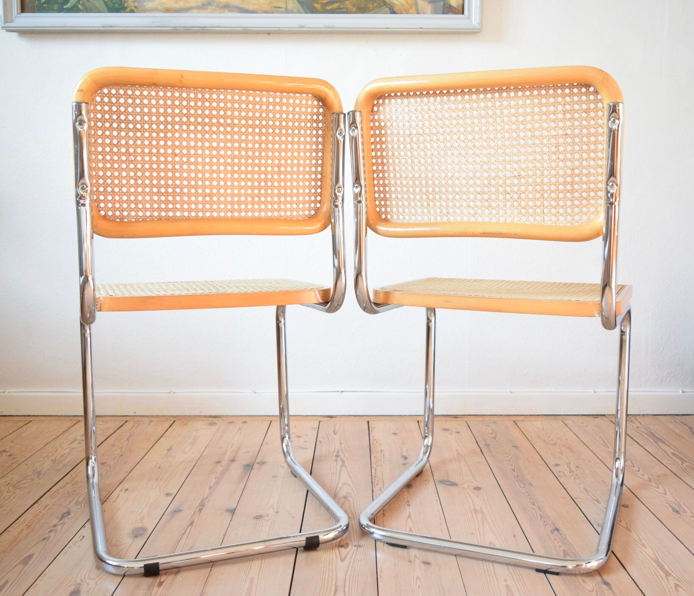 Beech & Cane 'Cesca' chairs by Marcel Breuer