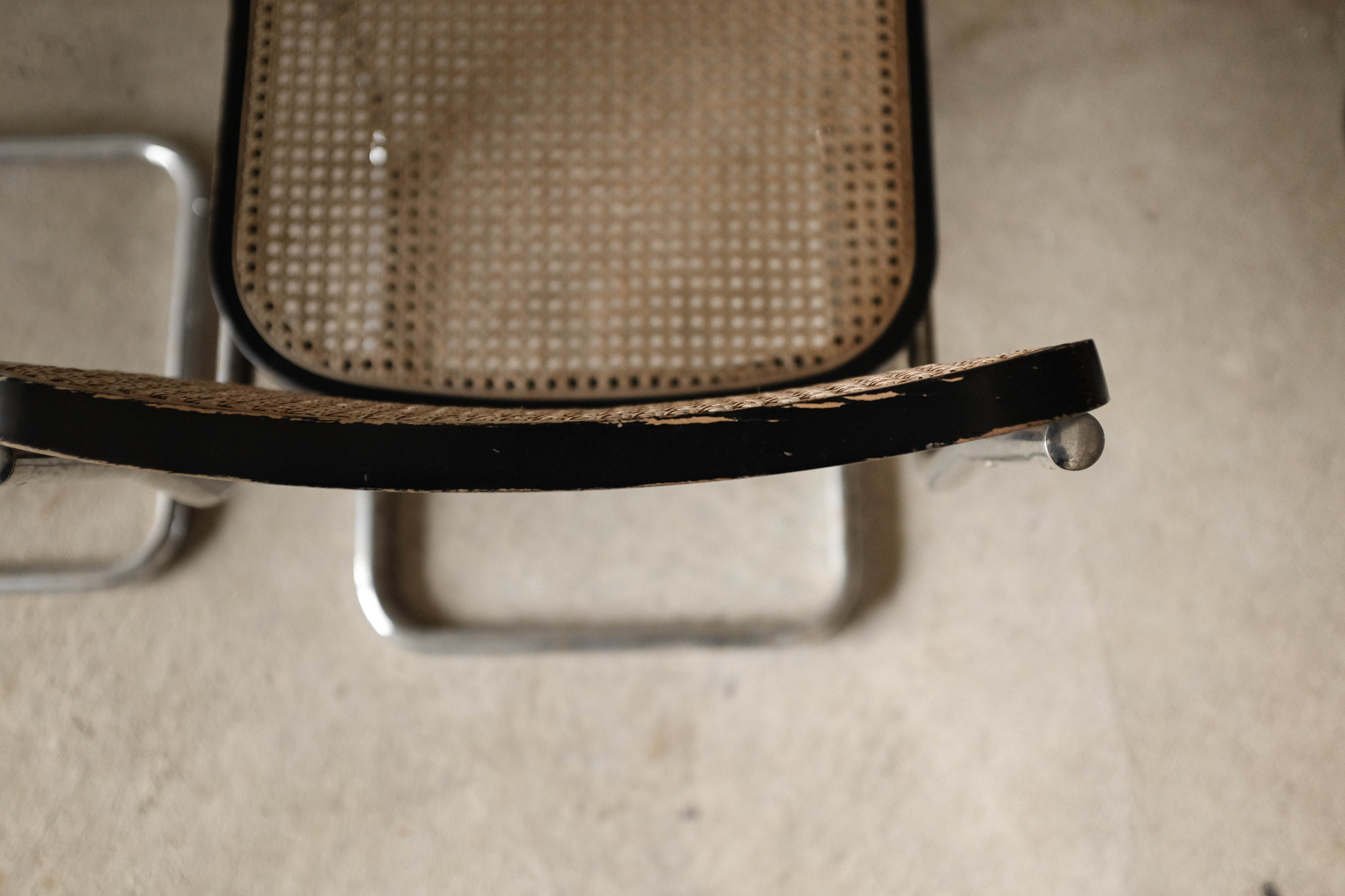 Set of 4 black cesca B32 chairs by Marcel Breuer