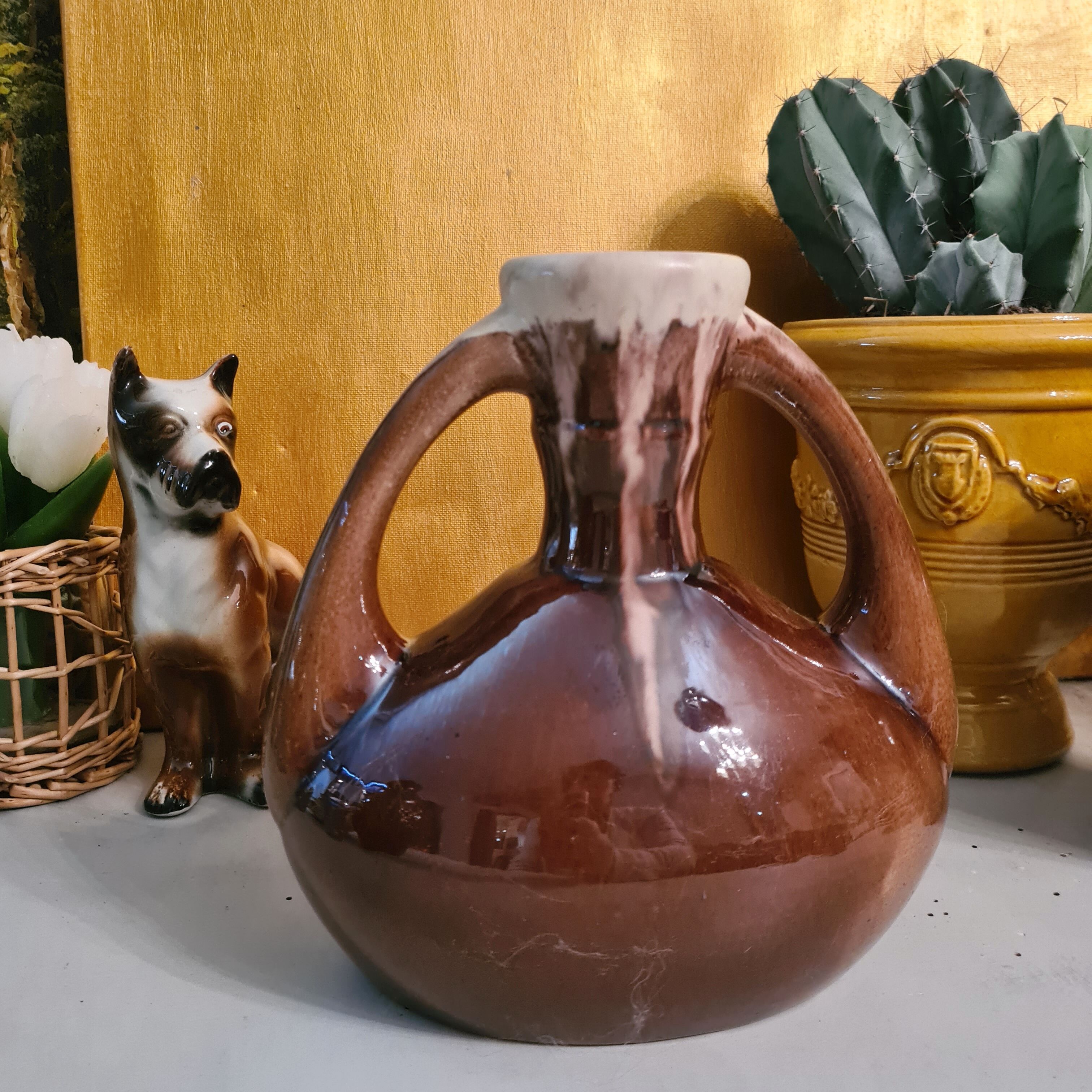 Ceramic vase amphora gustave de bruyn lille fives art new model 1498