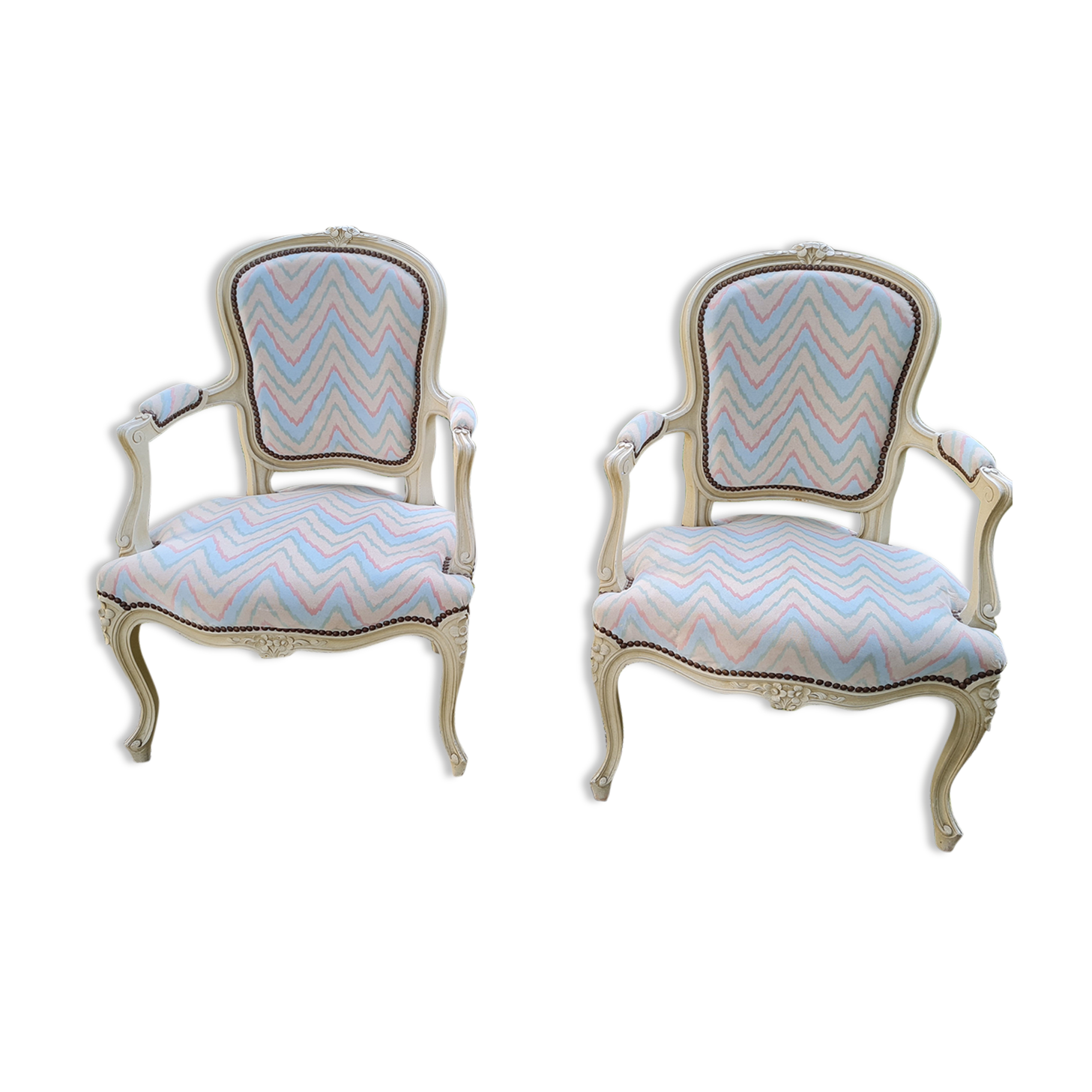 Pair of Louis XV style lacquered armchairs