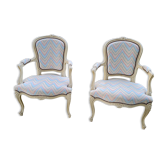 Pair of Louis XV style lacquered armchairs