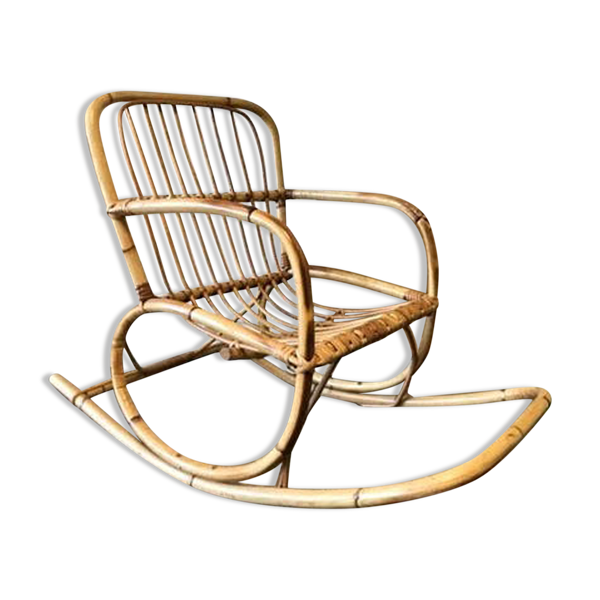 Fauteuil à bascule en rotin vintage pour les enfants