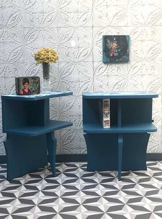 Pair of bedside blue
