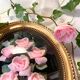 Cadre ovale verre bombé roses