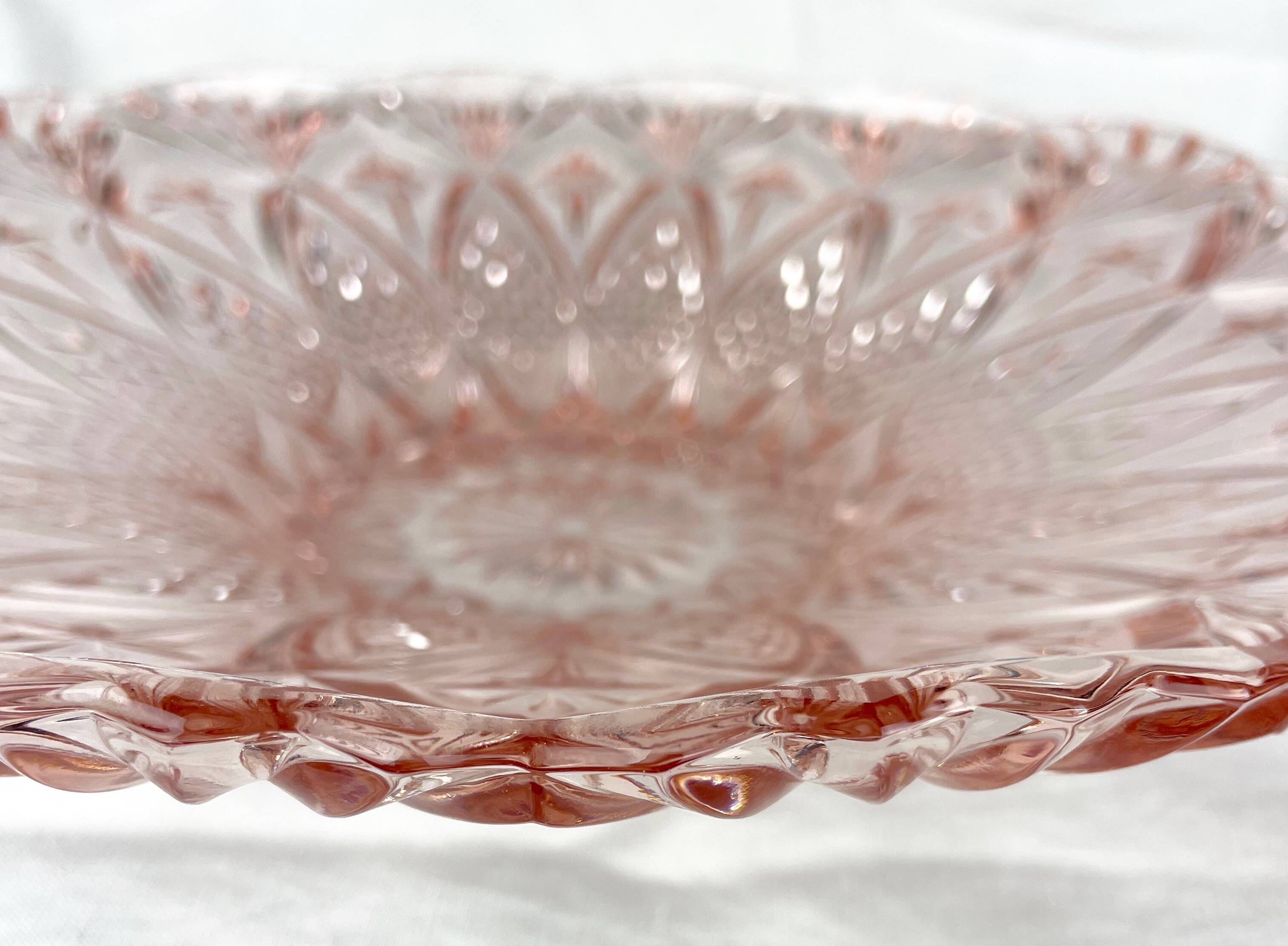 Pink glass compote dish from the 1940s
