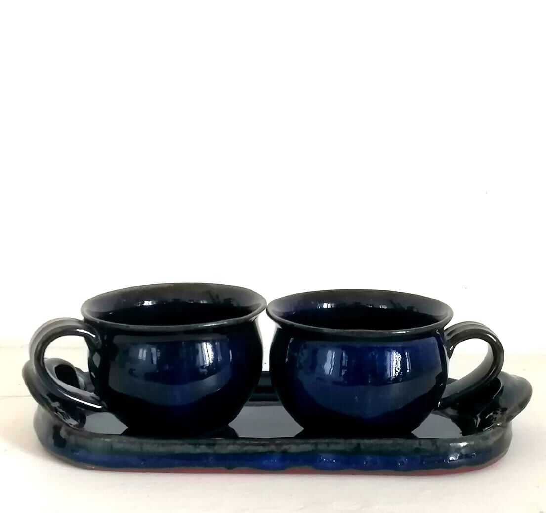 Duo lunch in glazed terracotta, Japan around 1940