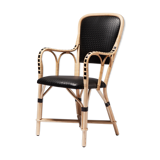 Fauteuil rotin et cuir