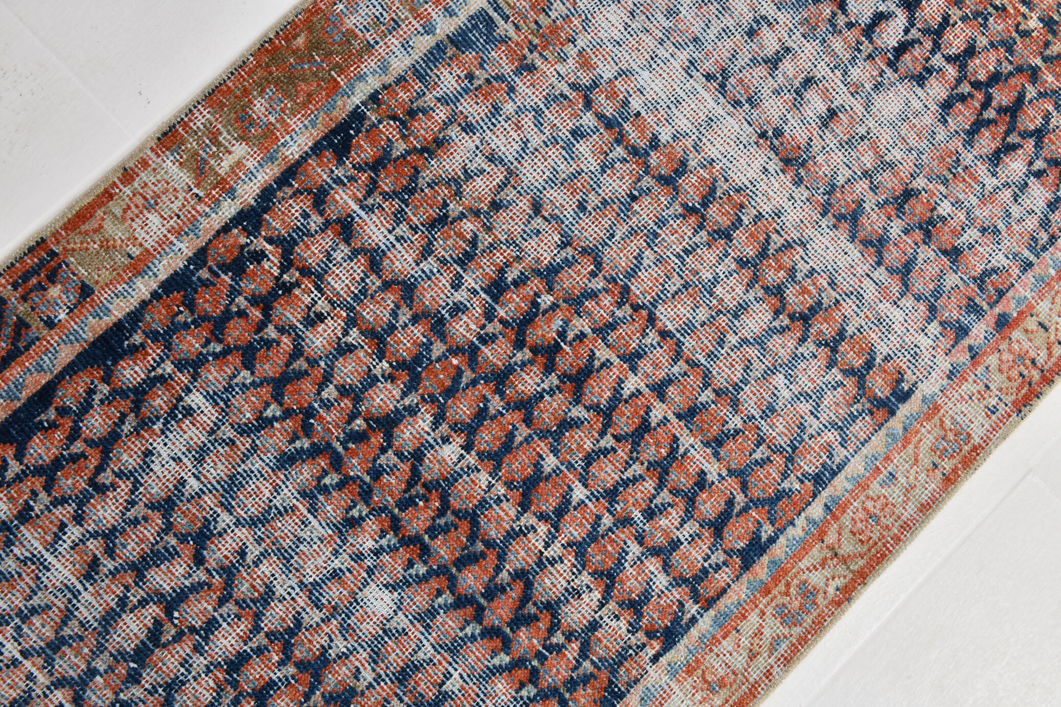 Navy blue persian runner rug, 365x77cm