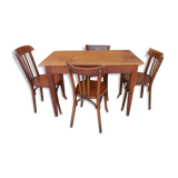 Table and 4 chairs bistrot Baumann vintage 1960s