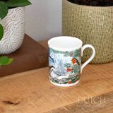 Porcelain Four Seasons Woodland Animals Mug, Winter Nature Scenery