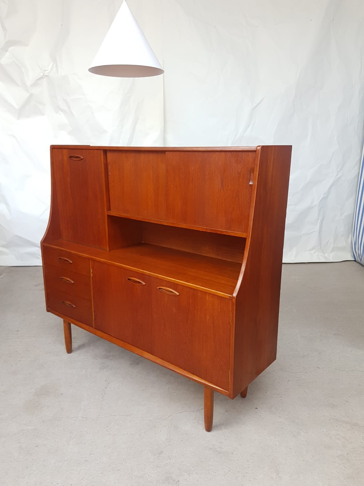 Vtg Mid Century Jentique Teak Highboard Sideboard Danish Scandi Design Retro 60s