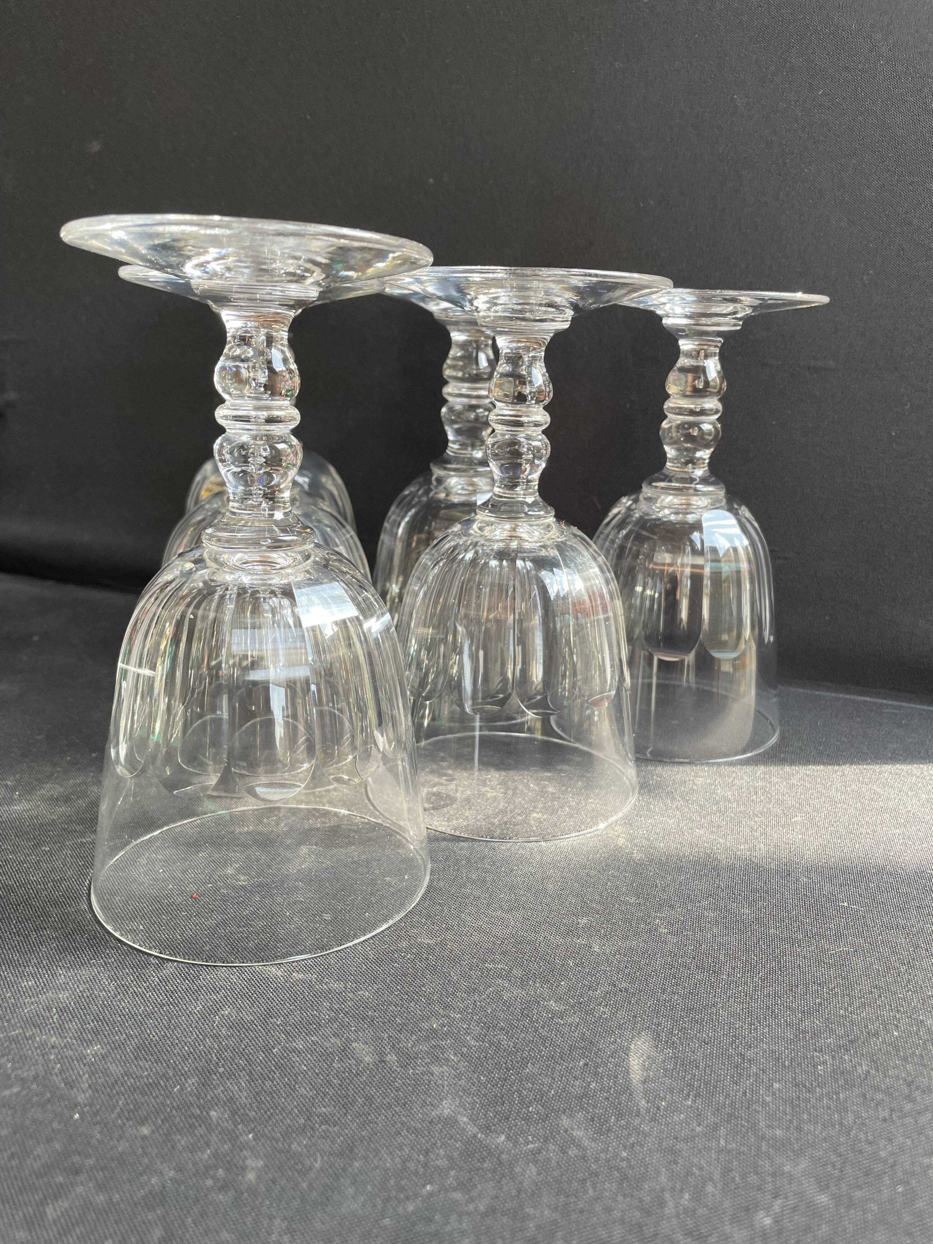6 Baccarat Clermont 19th century wine glasses