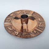 Cendrier et porte bougie en bronze avec les 12 signes astrologiques du zodiaque