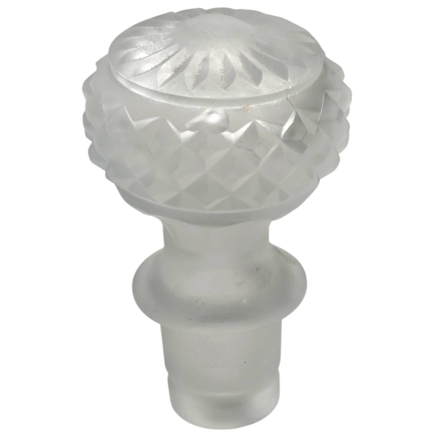 Vintage 1950s French Frosted Glass Decanter - Embossed Grapevine