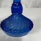 Pair of vintage cobalt blue twisted glass candlesticks h 24.5 cm