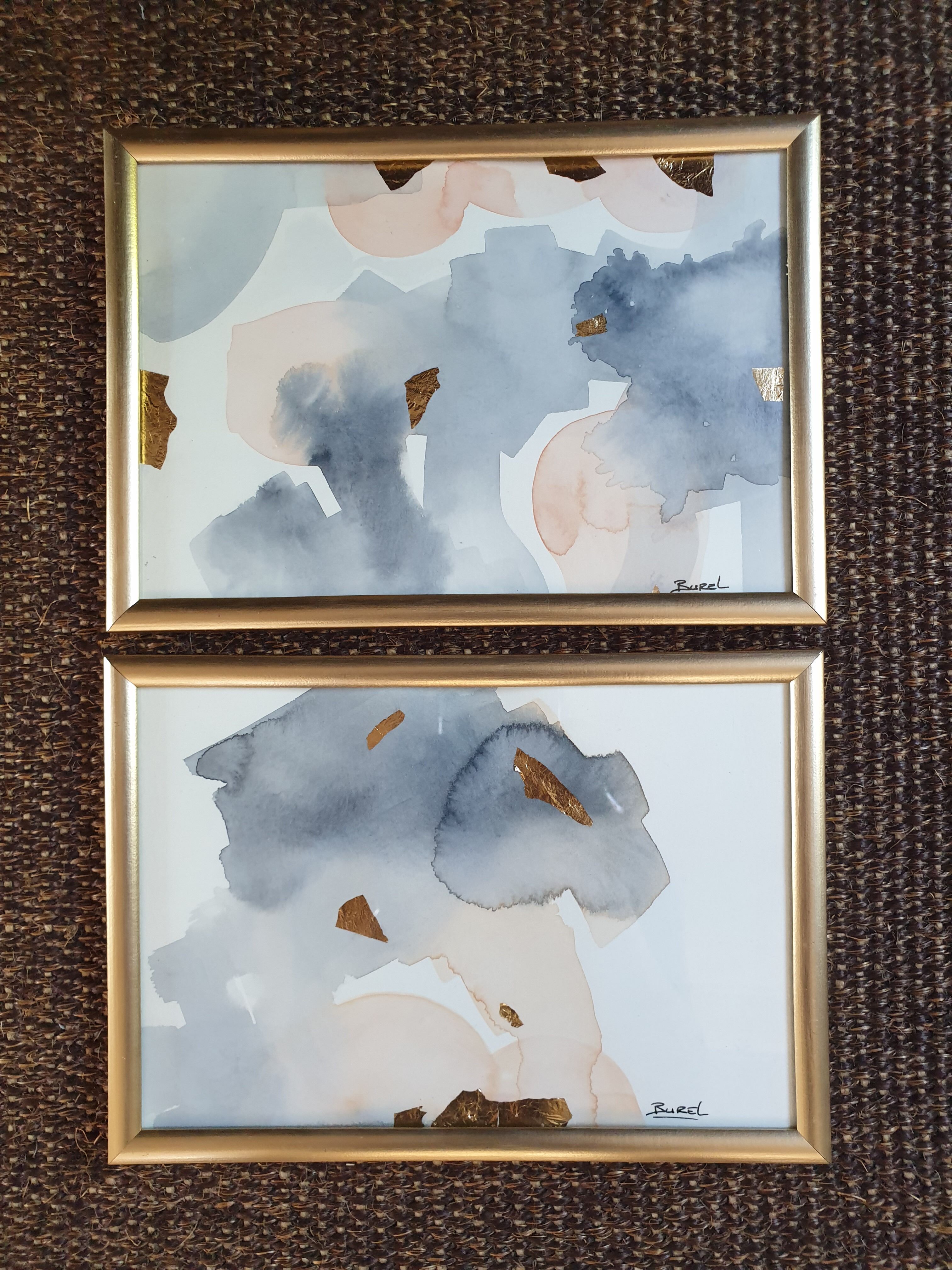 Peintures aquarelles construction abstraite