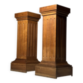 Set of 2 solid oak columns
