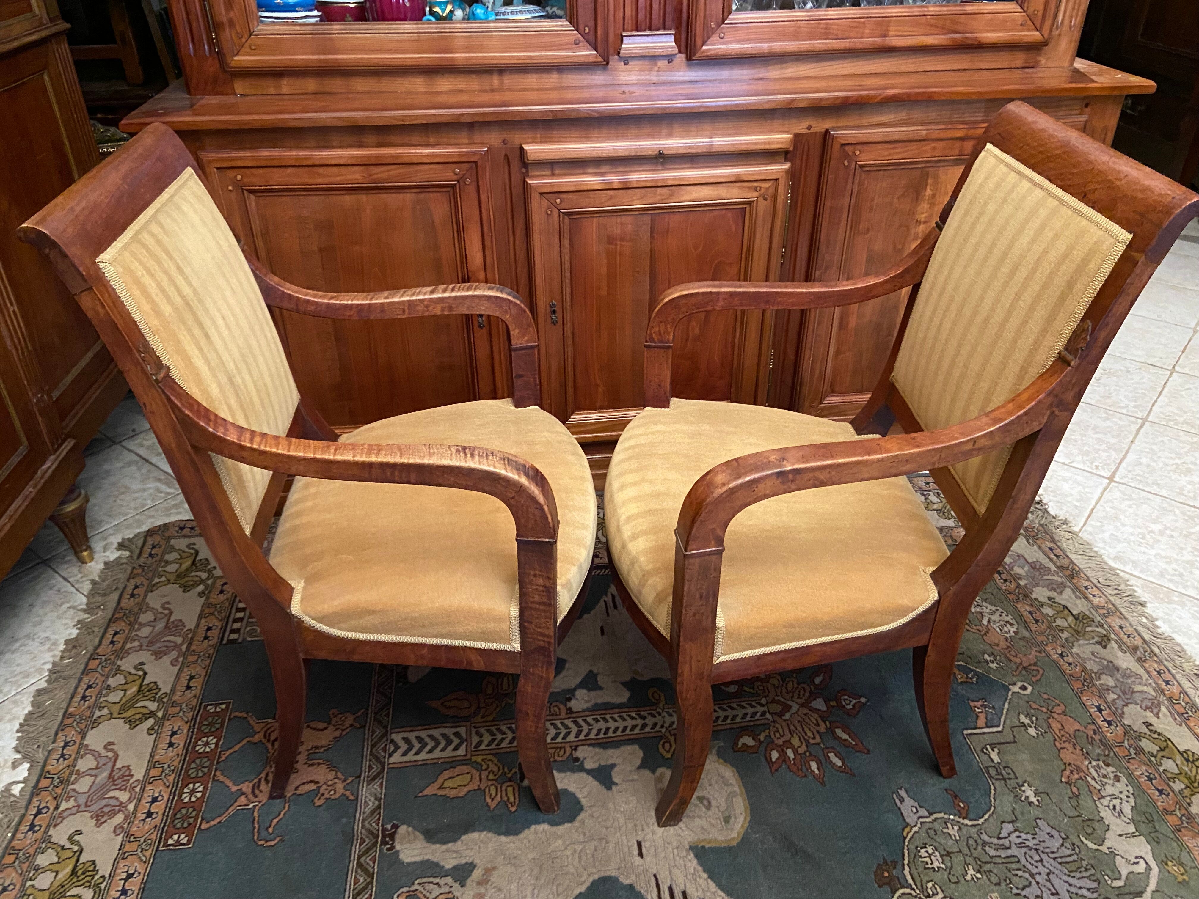 Pair of XIXth armchairs in solid walnut