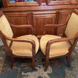 Pair of XIXth armchairs in solid walnut