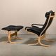Ingmar Relling Siesta Lounge Chair and Ottoman in naturel Oak and Black Lea