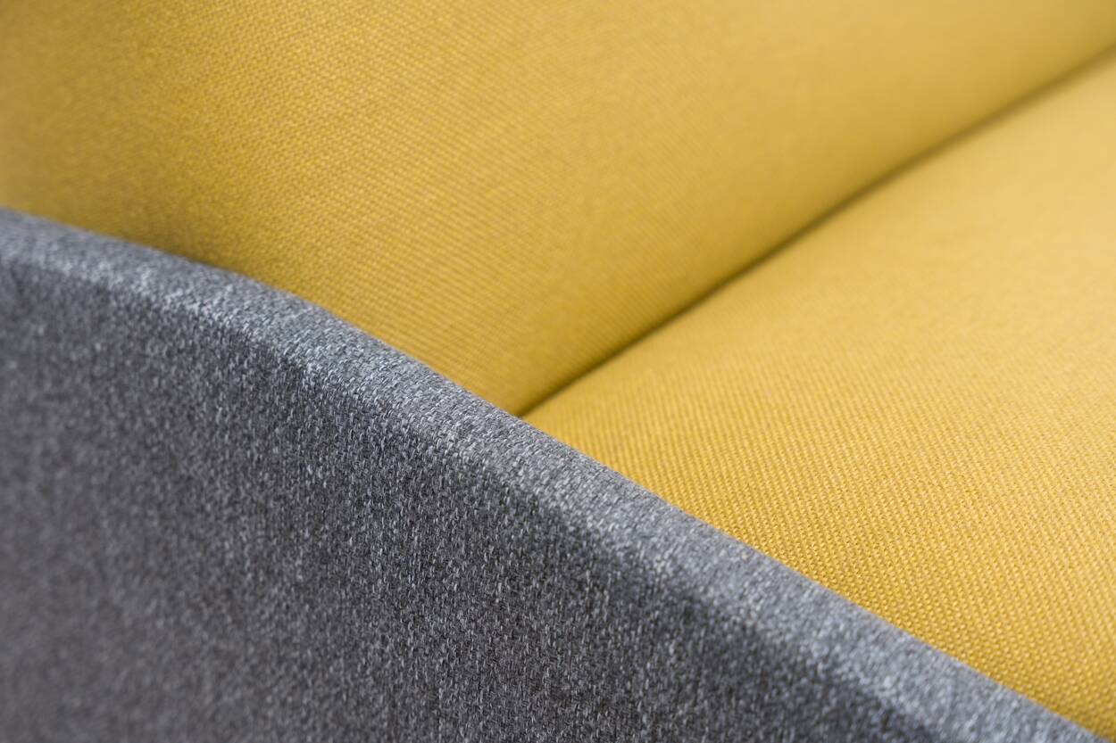1950s streamline design sofa bed – Light yellow & grey mottled
