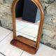 Arched rattan mirror with shelf/vintage 60s-70s