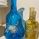 2 bouteilles en verre tourné peint et émaillé Napoleon III 3
