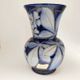 Vintage handmade blue floral decorated stoneware vase from Alsace Betschdorf.