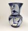 Vintage handmade blue floral decorated stoneware vase from Alsace Betschdorf.