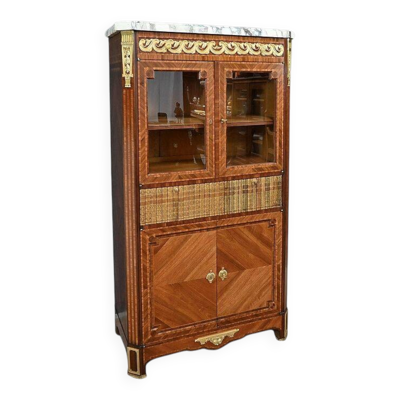 Meuble Vitrine en Marqueterie, style Louis XVI – 2ème partie XIXe