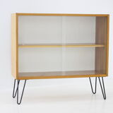 1970s birch/glass cabinet, czechoslovakia