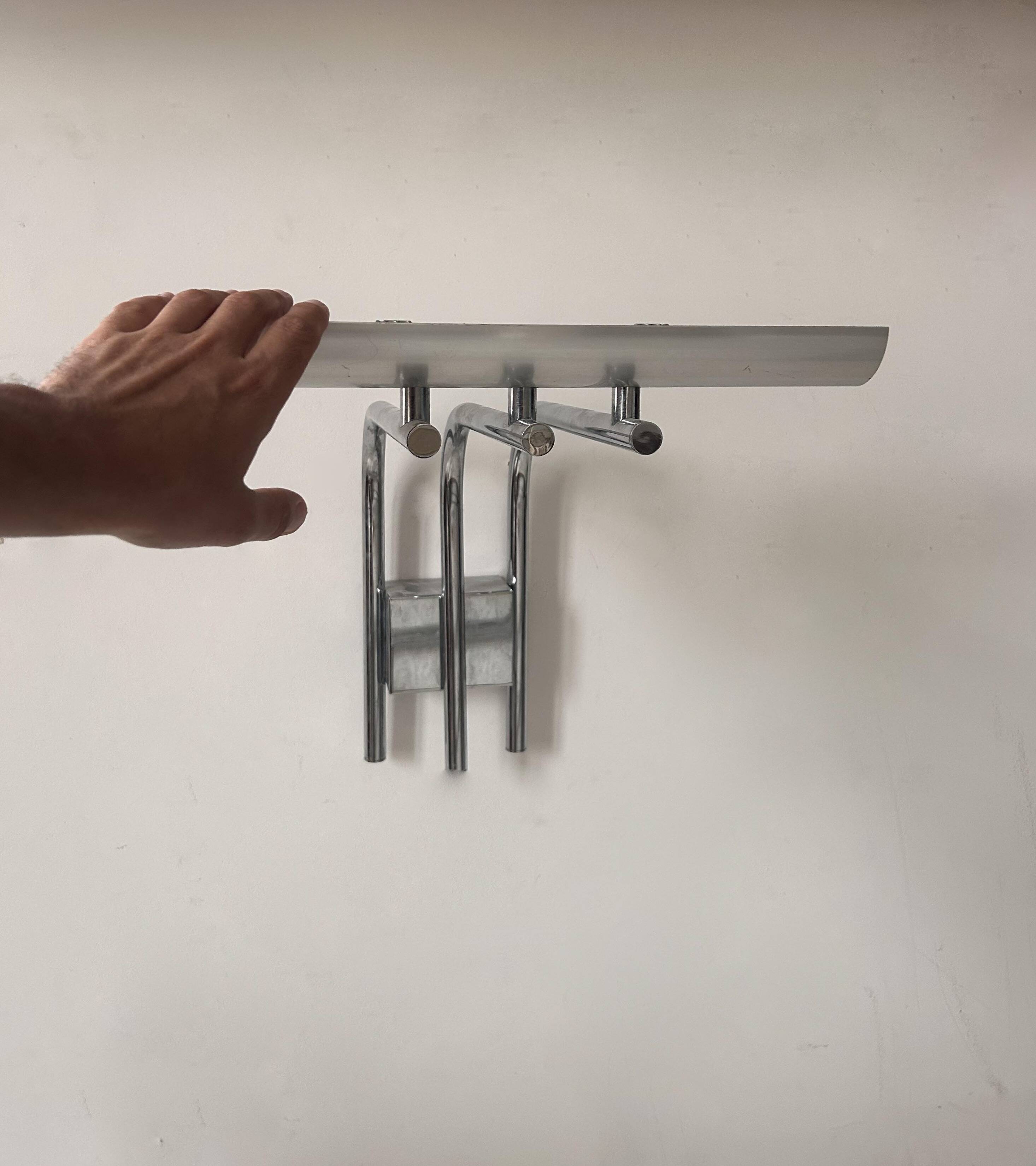 Pair of vintage Lumière Studio glass wall lights, chrome-plated metal, France 1970