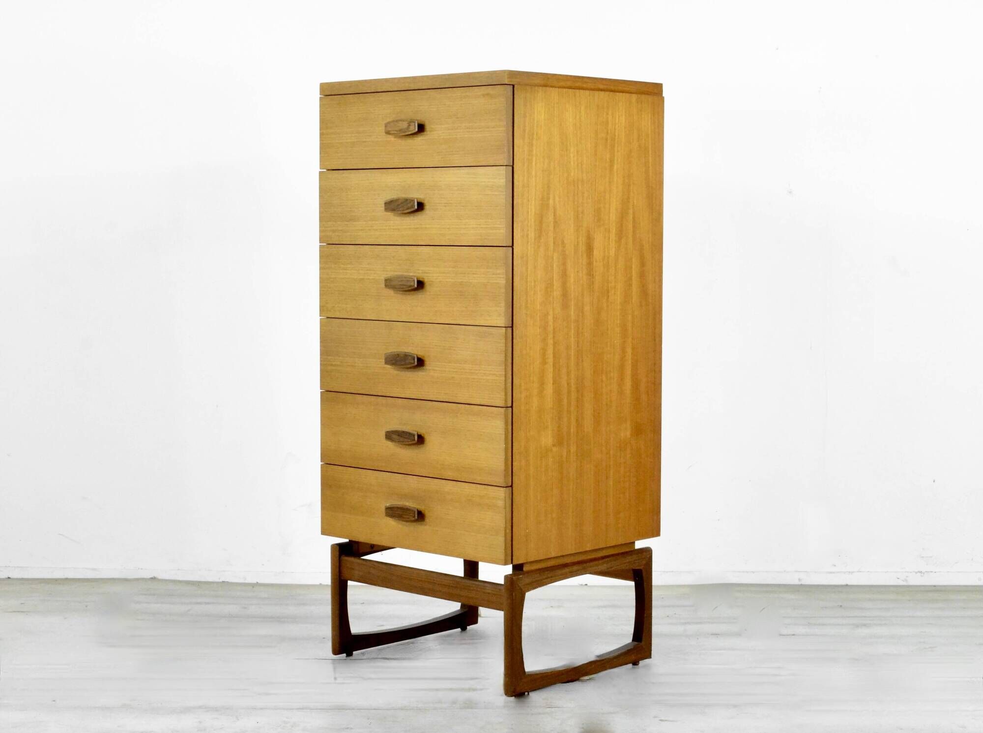 Midcentury G Plan Quadrille Teal Tallboy / Chest Of Drawers. Vintage Modern