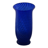 Murano spiral cobalt blue blown glass vase