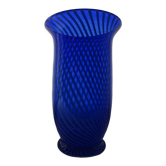 Murano spiral cobalt blue blown glass vase