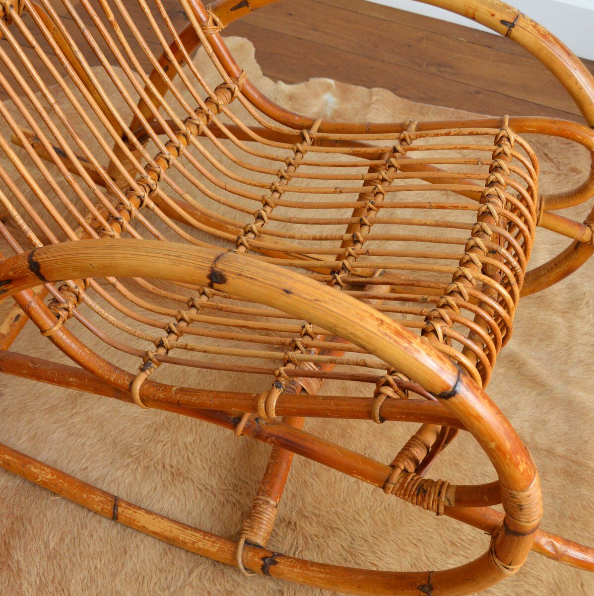 Rattan rocking chair Rohe Noordwolde 50s / 60s
